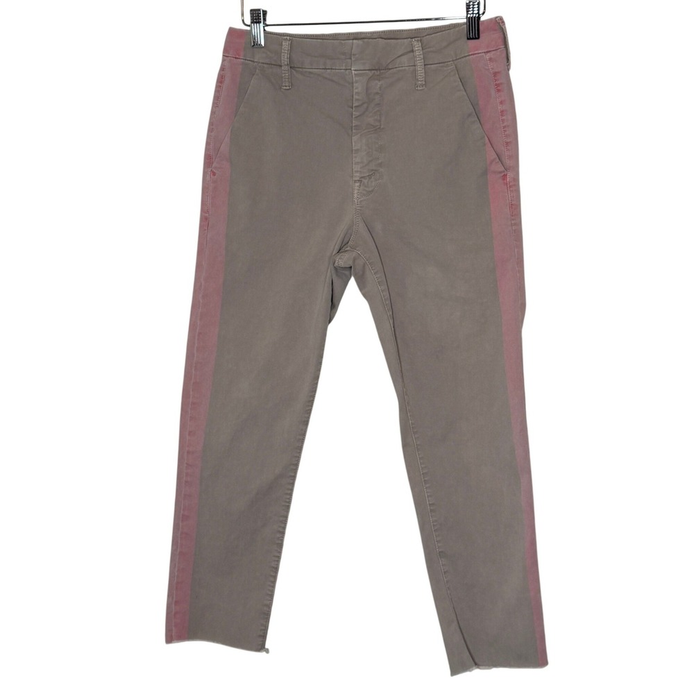 MOTHER The Shaker Prep Fray Jeans Pants Killing Time Size 25 Pink Stripe Crop‎